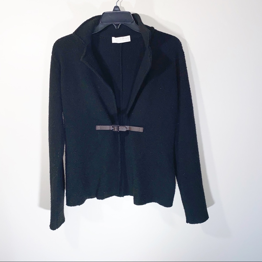 Alpha Massimo Rebecchi women’s Black Wool Blend Cardigan sweater size 42